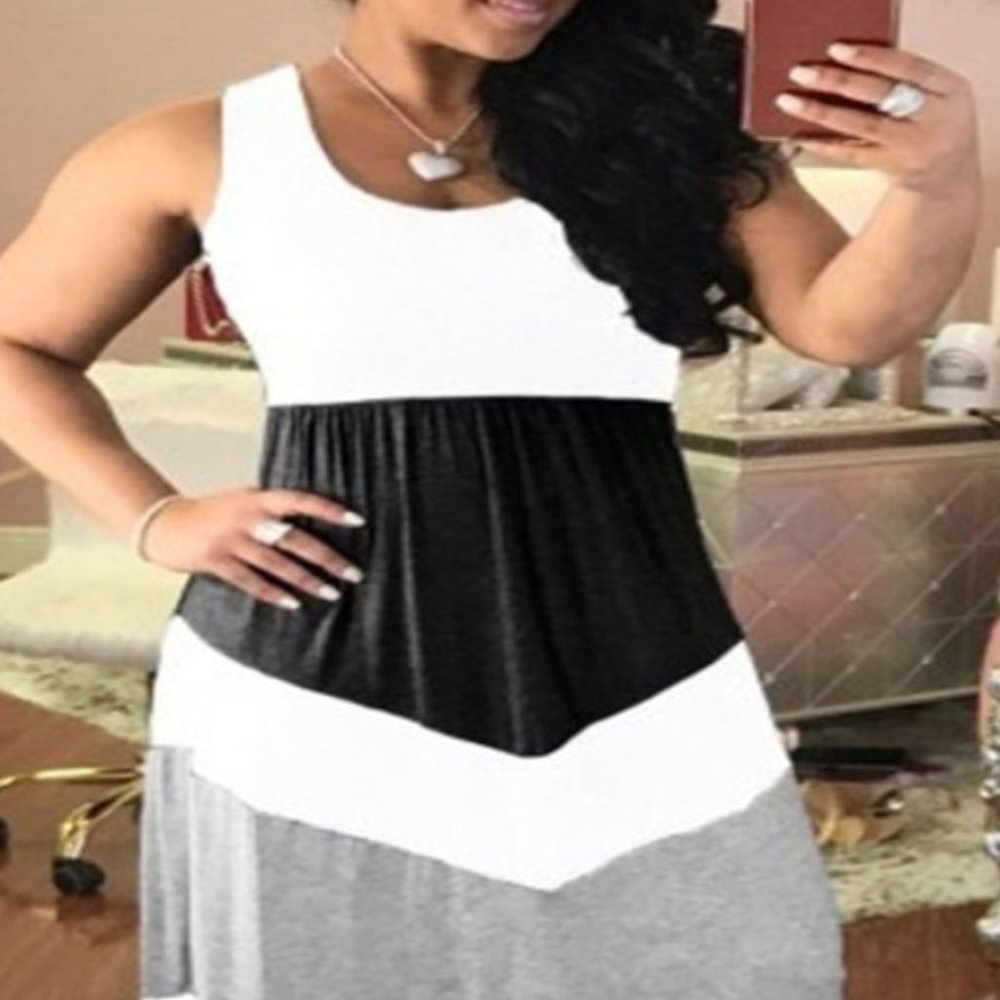 Casual Patchwork White Maxi Plus Size Dress NWOT